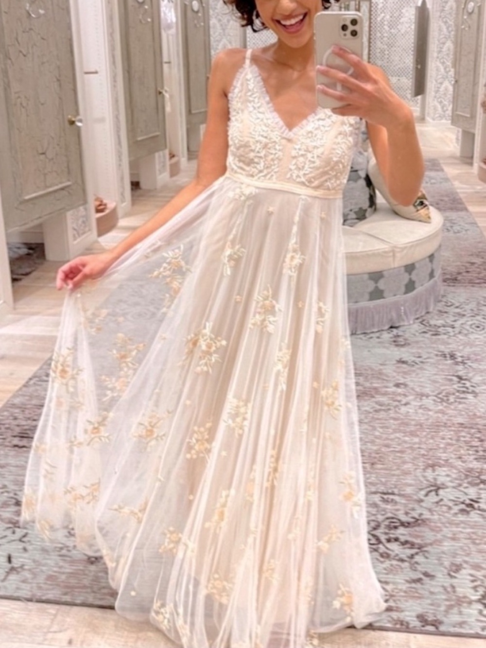 Altar'd State Alora Dress Size Small Whimsical Gown Fairy Maxi Floral Bridal